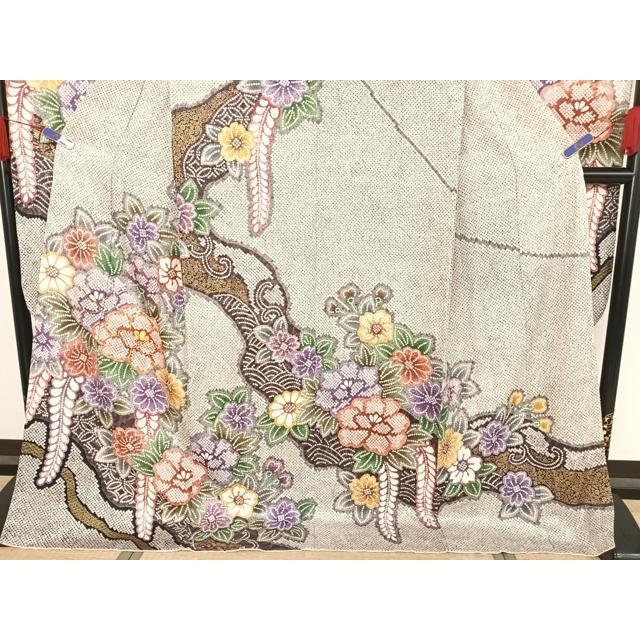 平和屋着物○豪華振袖 駒刺繍 草花文 金糸 金彩 正絹 逸品 AAAX0053np