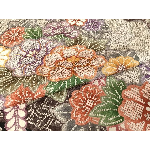 平和屋着物●豪華振袖　駒刺繍　草花文　金糸　金彩　正絹　逸品　AAAX0053np 平和屋着物○豪華振袖 駒刺繍 草花文 金糸 金彩 正絹 逸品 AAAX0053np