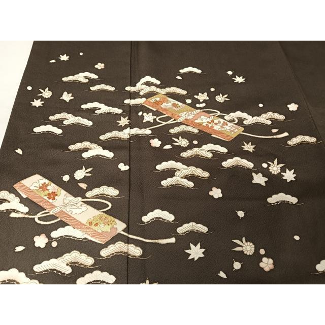 平和屋着物○銀座きしや 訪問着 花文箱 金彩 たとう紙付き 正絹 逸品