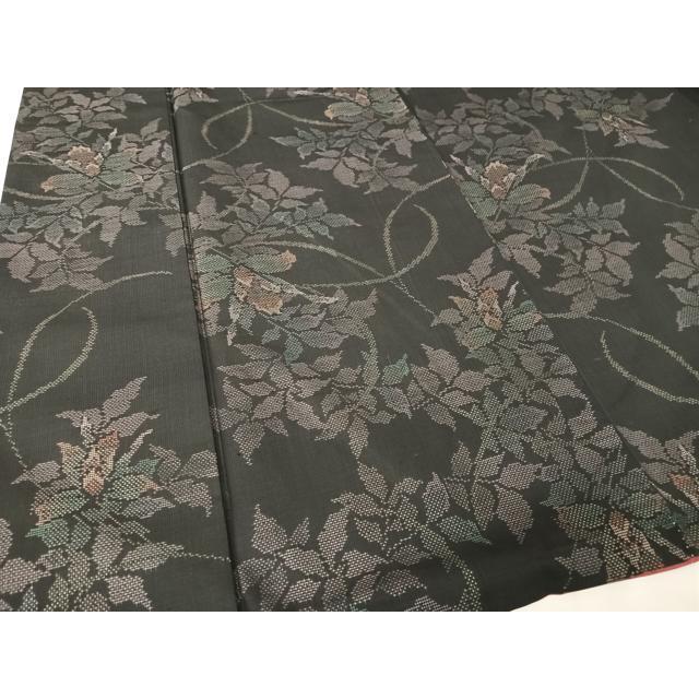 平和屋着物●本場大島紬　カタス7マルキ　雪輪文　黒地　正絹　逸品　未使用　AABH0685fy 平和屋着物○本場大島紬 カタス7マルキ 草花文 黒地 正絹 逸品 未使用