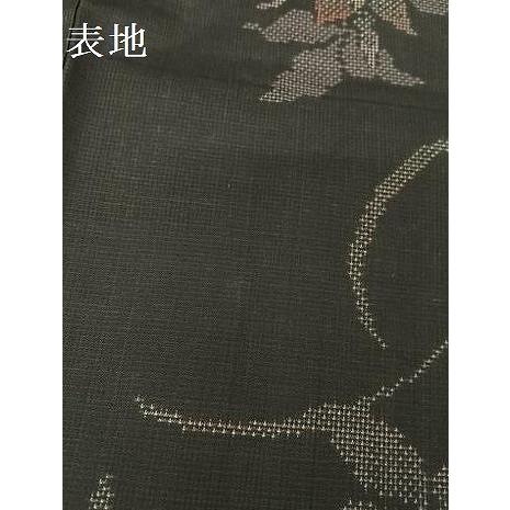 平和屋着物○本場大島紬 カタス7マルキ 草花文 黒地 正絹 逸品 未使用