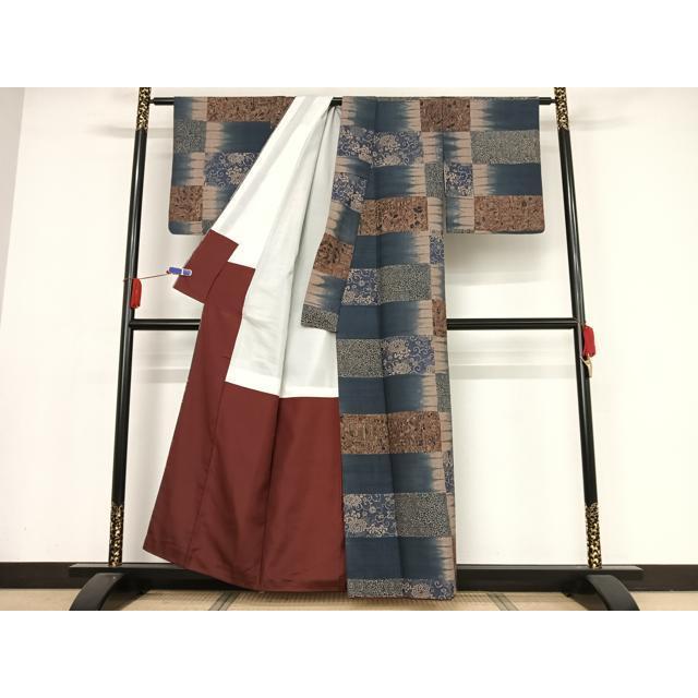 平和屋着物○本藍 伝統工芸士 七代目 吉澤与市 小紋 紬