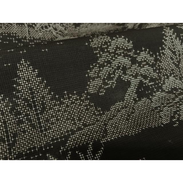 平和屋着物○本場大島紬 泥染め カタス7マルキ 草花文 正絹 逸品