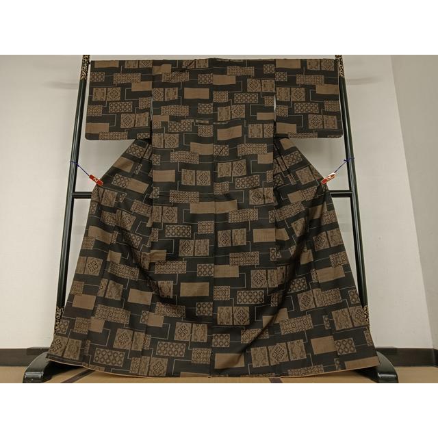 平和屋着物○本場大島紬 カタス7マルキ よろけ間道 正絹 逸品