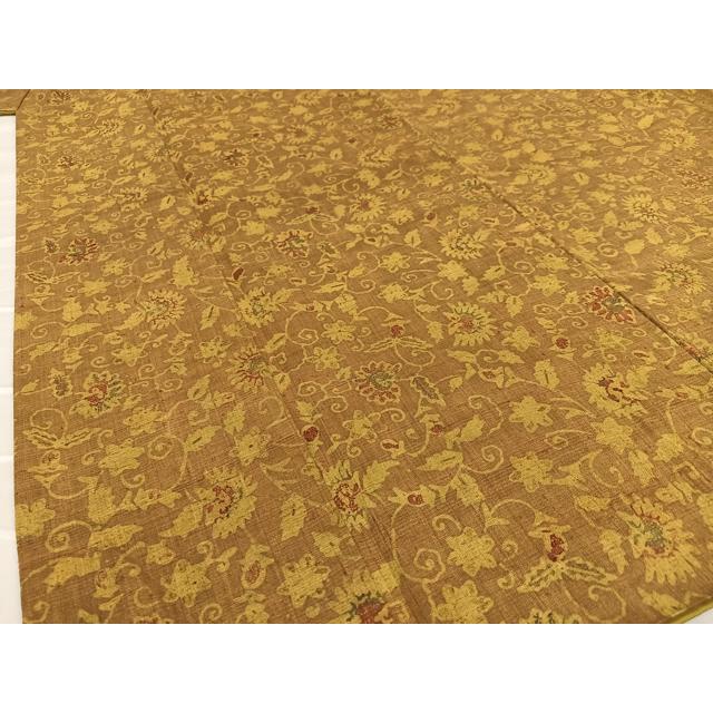 平和屋着物○上質な紬 ろうけつ染め 更紗花文 正絹 逸品 AAAY0103zg