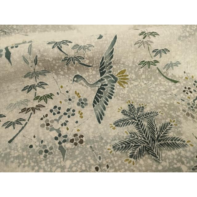 平和屋着物○訪問着 紬地 飛鶴風景文 正絹 逸品 AAAY4742ck 2025