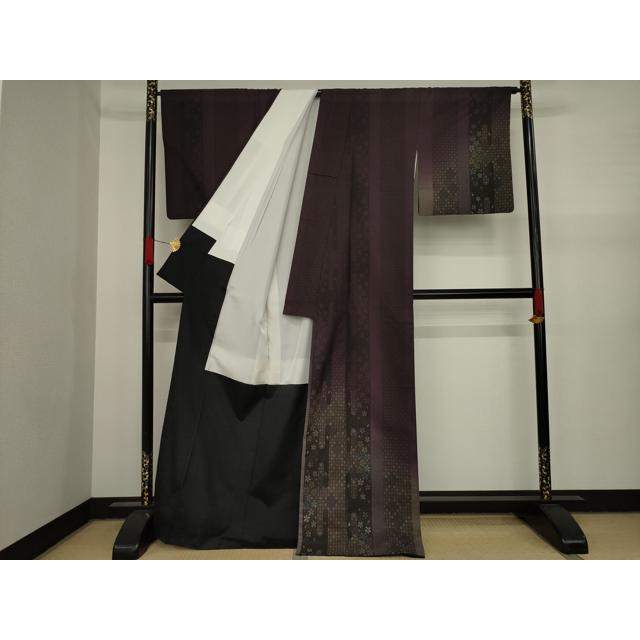 平和屋着物●染色家　岸上純平　本場大島紬　訪問着　カタス9マルキ　エ霞舞桜文　正絹　逸品　AAAY4775ck 平和屋着物○染色家 岸上純平 本場大島紬 訪問着 カタス9マルキ エ霞舞