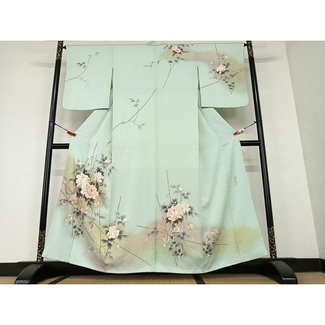 平和屋着物●京友禅　光永正美　訪問着　花蝶文　暈し染め　金彩　正絹　逸品　AAAY6435zg 平和屋着物○京友禅 光永正美 訪問着 花蝶文 暈し染め 金彩 正絹 逸品