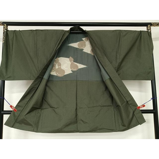 平和屋着物○男性 本場大島紬 アンサンブル 格子 キングサイズ 正絹