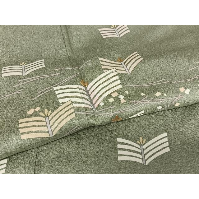 平和屋着物○訪問着 刺繍 松 敷松葉 金彩 ロング丈 正絹 逸品 AAAY6625zg