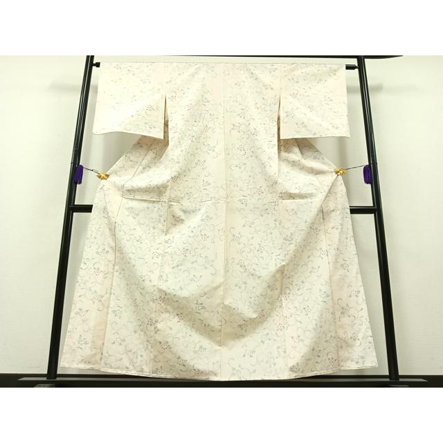 平和屋着物▽本場大島紬 白大島 単衣 花唐草文 正絹 逸品 未使用