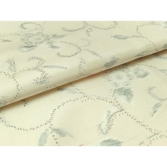 平和屋着物▽本場大島紬 白大島 単衣 花唐草文 正絹 逸品 未使用