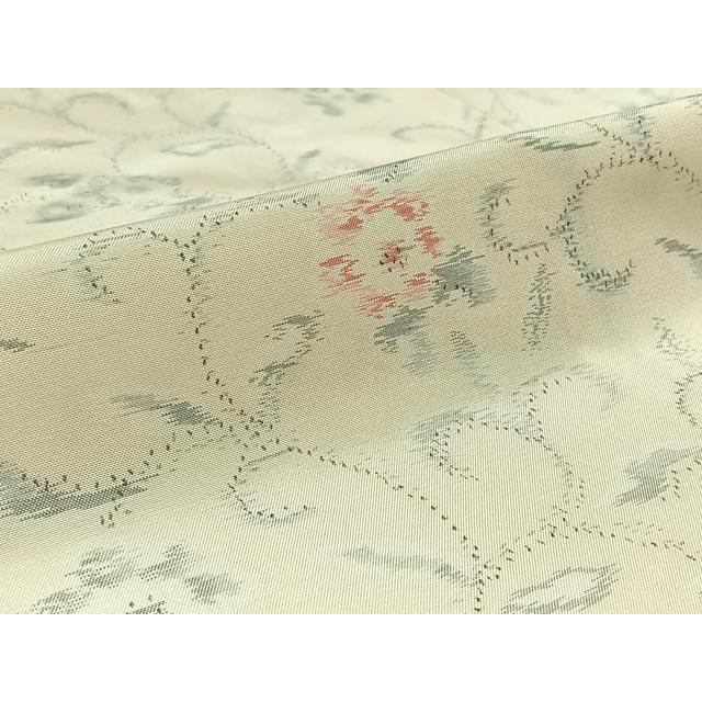 平和屋着物▽本場大島紬 白大島 単衣 花唐草文 正絹 逸品 未使用