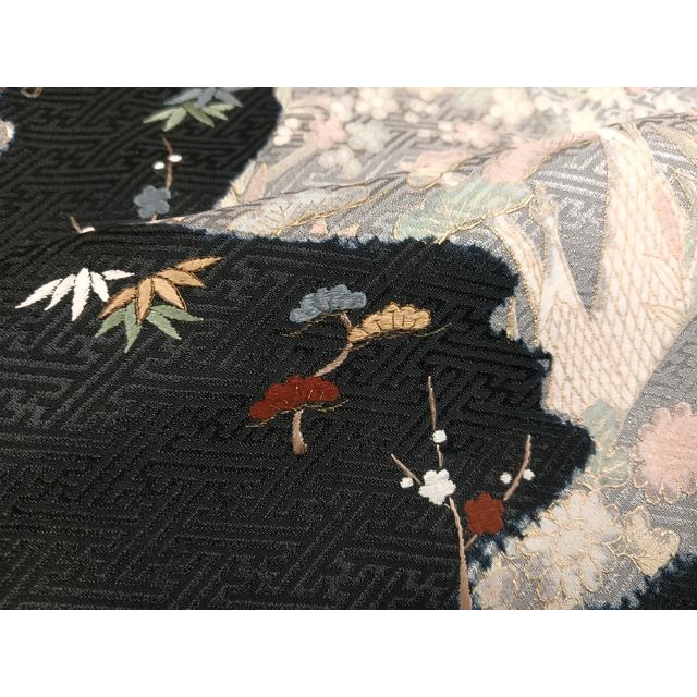 平和屋着物○訪問着 絞り 刺繍 松竹梅草花文 金彩 正絹 逸品