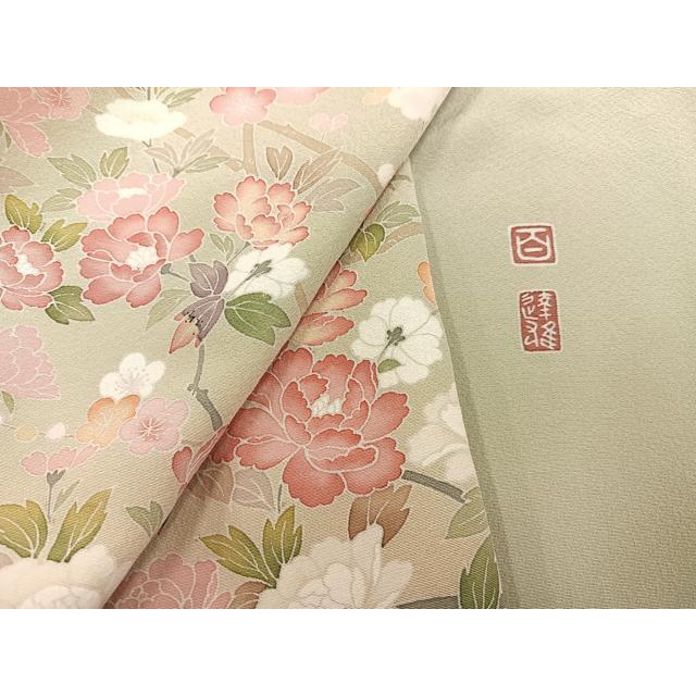平和屋着物○京加賀友禅 百貫達雄 訪問着 枝花文 正絹 逸品