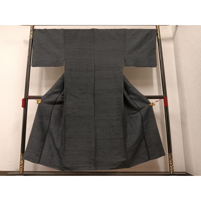 平和屋着物○男性 紬 色無地 利休色 キングサイズ 正絹 逸品  