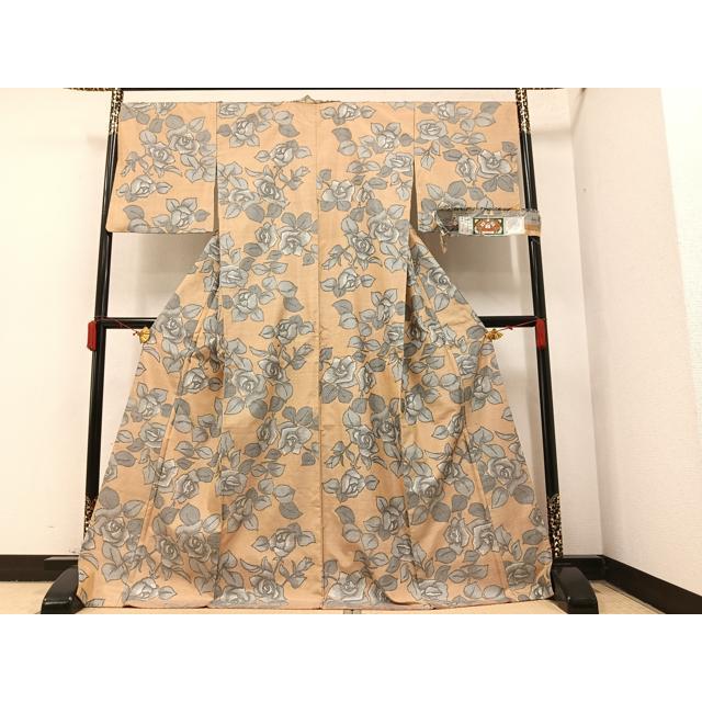 平和屋着物●本場大島紬　カタス7マルキ　草花文　反端付き　正絹　逸品　AAAY8638ph 平和屋着物○本場大島紬 カタス7マルキ 草花文 反端付き 正絹 逸品