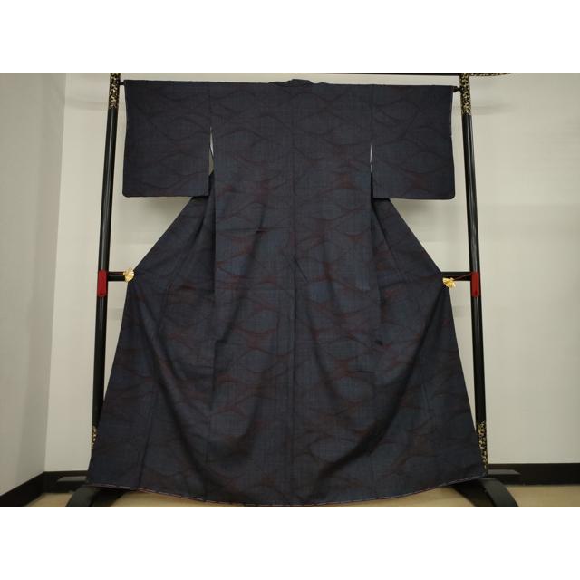 平和屋着物○本場結城紬 重要無形文化財 80亀甲 幾何学文様 正絹