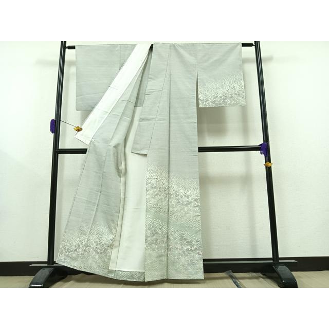 平和屋着物▽訪問着 単衣 紬地 草花文 正絹 逸品 AAAZ0693jh 2025