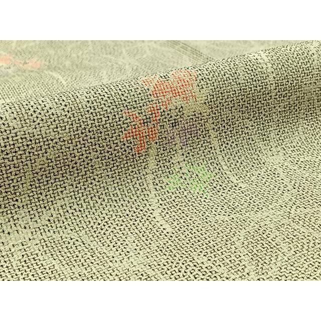 平和屋着物▽本塩沢 単衣 七宝花文 正絹 逸品 AAAZ0694jh