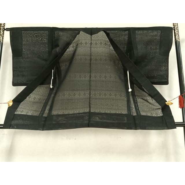 平和屋着物▽羽織　スリーシーズン　春夏秋　塵除け　横段文　黒地　正絹　逸品　AAAZ1099fy_1