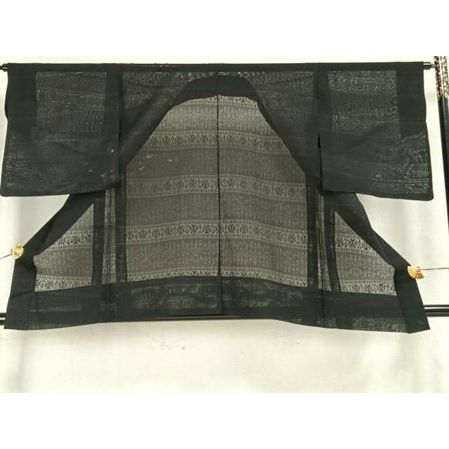 平和屋着物▽羽織　スリーシーズン　春夏秋　塵除け　横段文　黒地　正絹　逸品　AAAZ1099fy_2
