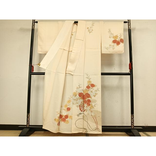 平和屋着物▽訪問着 単衣 雪輪文 暈し染め 鬼しぼ縮緬 正絹 逸品