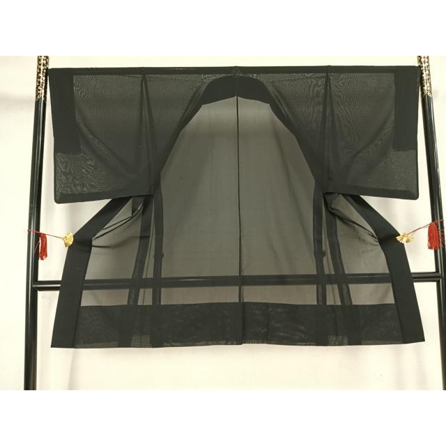 平和屋着物▽男性　長羽織　スリーシーズン　春夏秋　塵除け　黒地　正絹　逸品　AAAZ1437fy_2