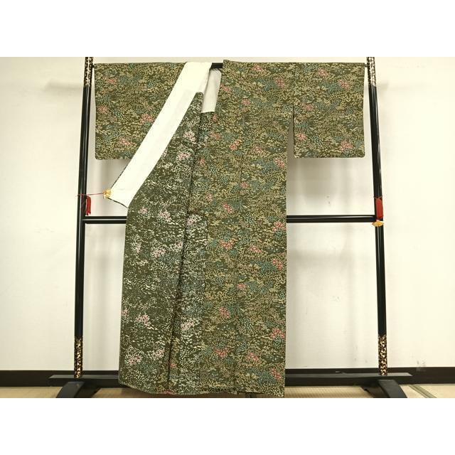 平和屋着物▽上質な小紋 単衣 変わり縞 正絹 逸品 AAAZ9632fy 平和屋