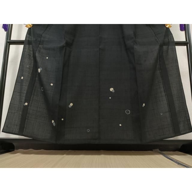 平和屋着物▽訪問着　単衣　生紬　丸文　黒地　正絹　逸品　AAAZ2333jh 平和屋着物▽訪問着 単衣 生紬 丸文 黒地 正絹 逸品 AAAZ2333jh : 平和