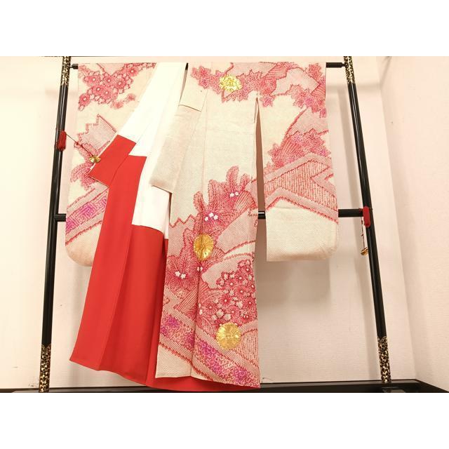 平和屋着物○豪華振袖 駒刺繍 絞り 草花文 正絹 逸品 AAAZ2404ph 