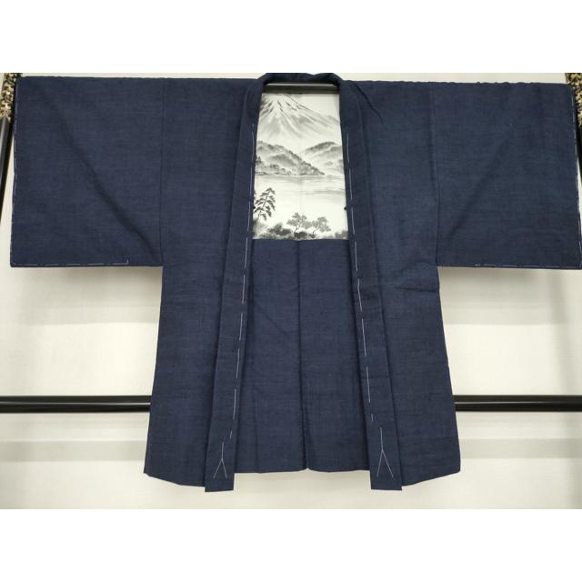 平和屋着物○男性 能州紬 髭紬セット 霞文 証紙付き 正絹 逸品 未使用  