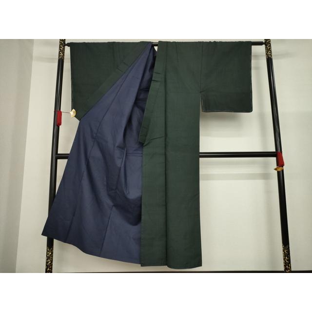 平和屋着物○男性 紬 縞 黒地 正絹 逸品 AAAZ3796ck 