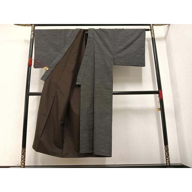 平和屋着物○男性 能州紬 髭紬セット 霞文 証紙付き 正絹 逸品 未使用  