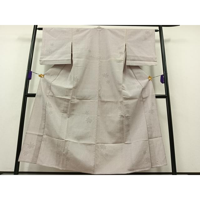 平和屋着物○本塩沢 110亀甲 よろけ縞 舞花文 三越扱い 正絹 逸品