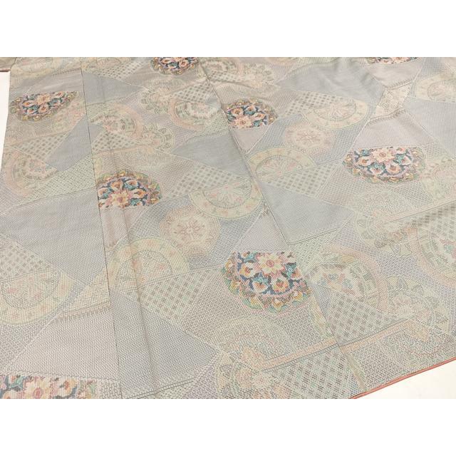 平和屋着物○本場大島紬 白大島 一元7マルキ 総絣 花丸文 藤