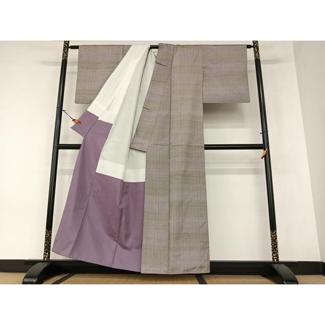 平和屋着物○紅花紬 米沢 新田秀次 紅花染 縞 暈し染め 正絹 逸品