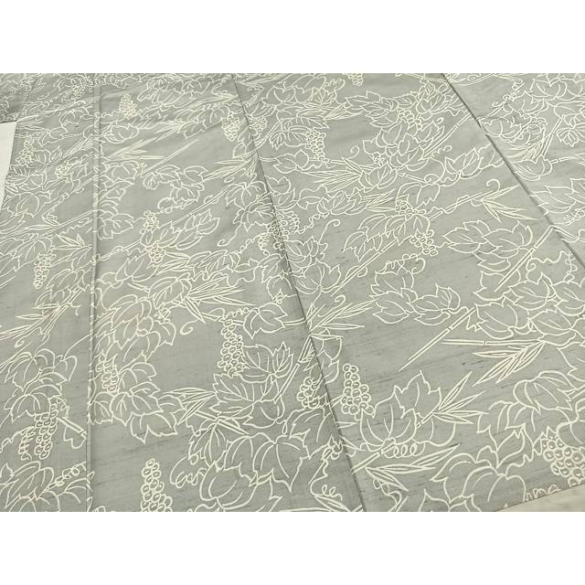 平和屋着物▽石川県指定無形文化財　牛首紬　白山工房　手織り　単衣　葡萄文　正絹　逸品　AAAZ9014fy 平和屋着物▽石川県指定無形文化財 牛首紬 白山工房 手織り 単衣 葡萄