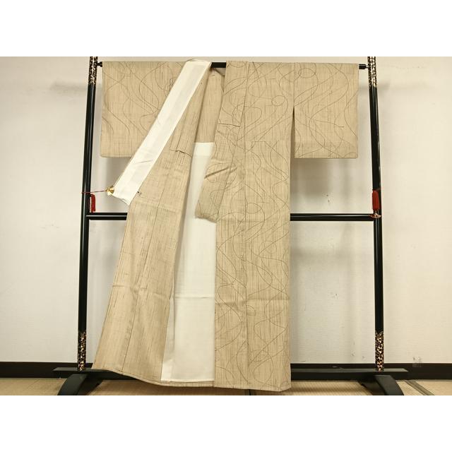 平和屋着物▽染織の名門　しょうざん  生紬　単衣　抽象文様　さが美扱い　証紙付き　正絹　逸品　AAAZ9016fy 平和屋着物▽染織の名門 しょうざん 生紬 単衣 抽象文様 さが美扱い