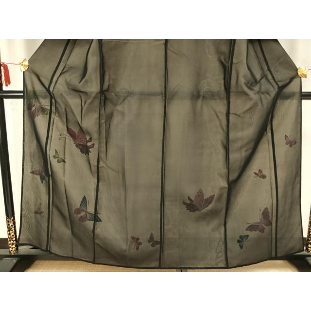 平和屋着物▽訪問着　無双　紗袷　紗×絽　舞蝶文　正絹　逸品　AAAZ9049fy