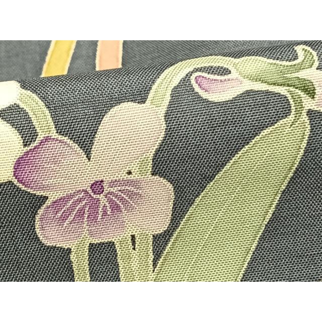 平和屋着物▽本加賀友禅作家　大村洋子　訪問着　単衣　白山紬　草花文　正絹　逸品　AAAZ9155fy 平和屋着物▽本加賀友禅作家 大村洋子 訪問着 単衣 白山紬 草花文 正絹