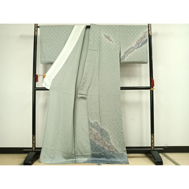 平和屋着物▽訪問着　単衣　花丸文　暈し染め　金彩　ロング丈　正絹　逸品　AAAZ9190fy