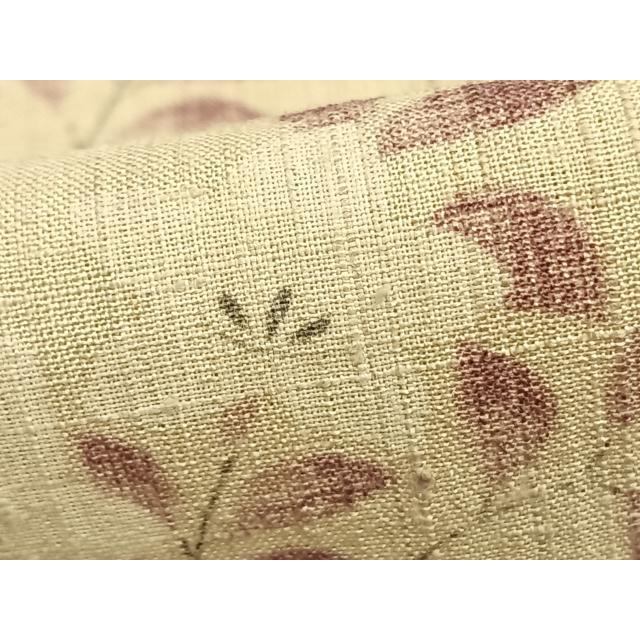 平和屋着物▽上質な紬　生紬　単衣　草花文　正絹　逸品　AAAZ9339fy