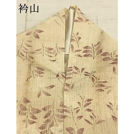 平和屋着物▽上質な紬　生紬　単衣　草花文　正絹　逸品　AAAZ9339fy