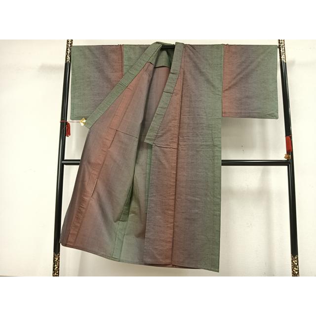 平和屋着物▽男性　紬　単衣　霞文　正絹　逸品　AAAZ9483fy_2