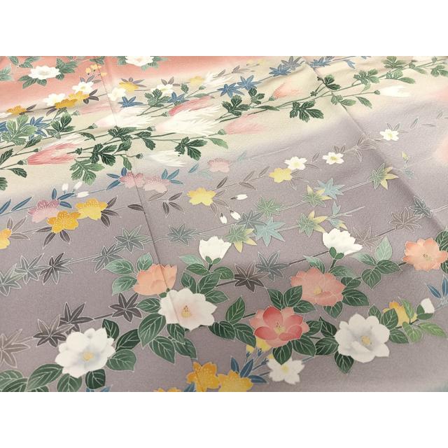 平和屋着物○熊野桂堂 友禅 蝋纈染 訪問着 枝花文 三越