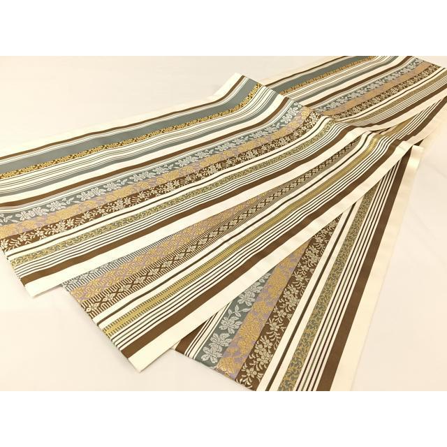 平和屋着物●本場筑前博多織　両面全通柄袋帯　献上　金糸　正絹　逸品　AABA2576np 平和屋着物○本場筑前博多織 両面全通柄袋帯 献上 金糸 正絹 逸品