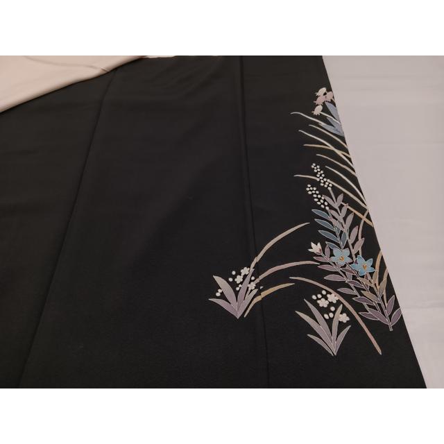 平和屋着物○本加賀友禅作家 直江良三 黒留袖 花鳥文 正絹 逸品