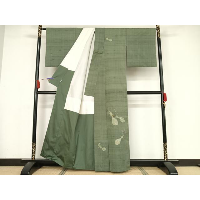 平和屋着物●西陣　宮階織物謹製　里葉　訪問着　紬地　瓢箪　訪問着　正絹　逸品　AABA4441np 平和屋着物○西陣 宮階織物謹製 里葉 訪問着 紬地 瓢箪 訪問着 正絹