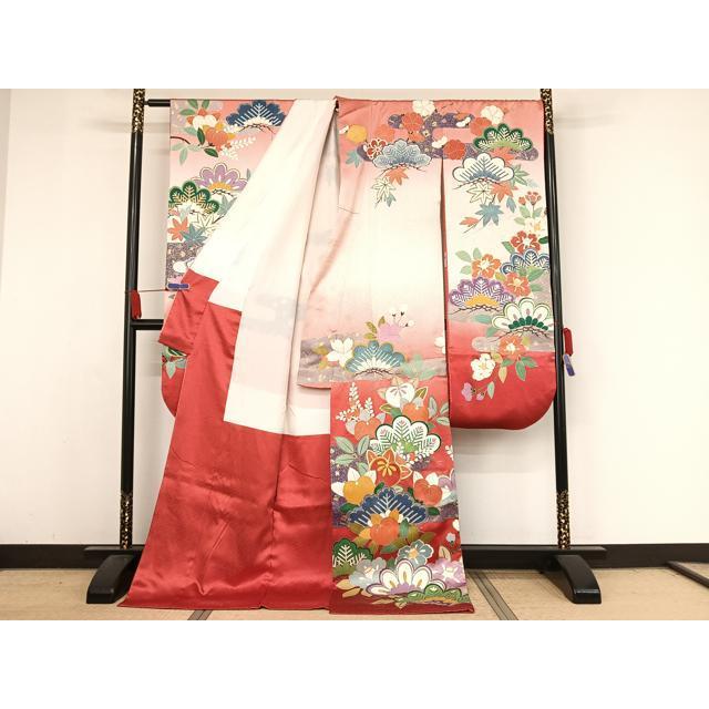 平和屋着物○豪華振袖 駒刺繍 松竹梅 暈し染め 金糸 金彩 正絹